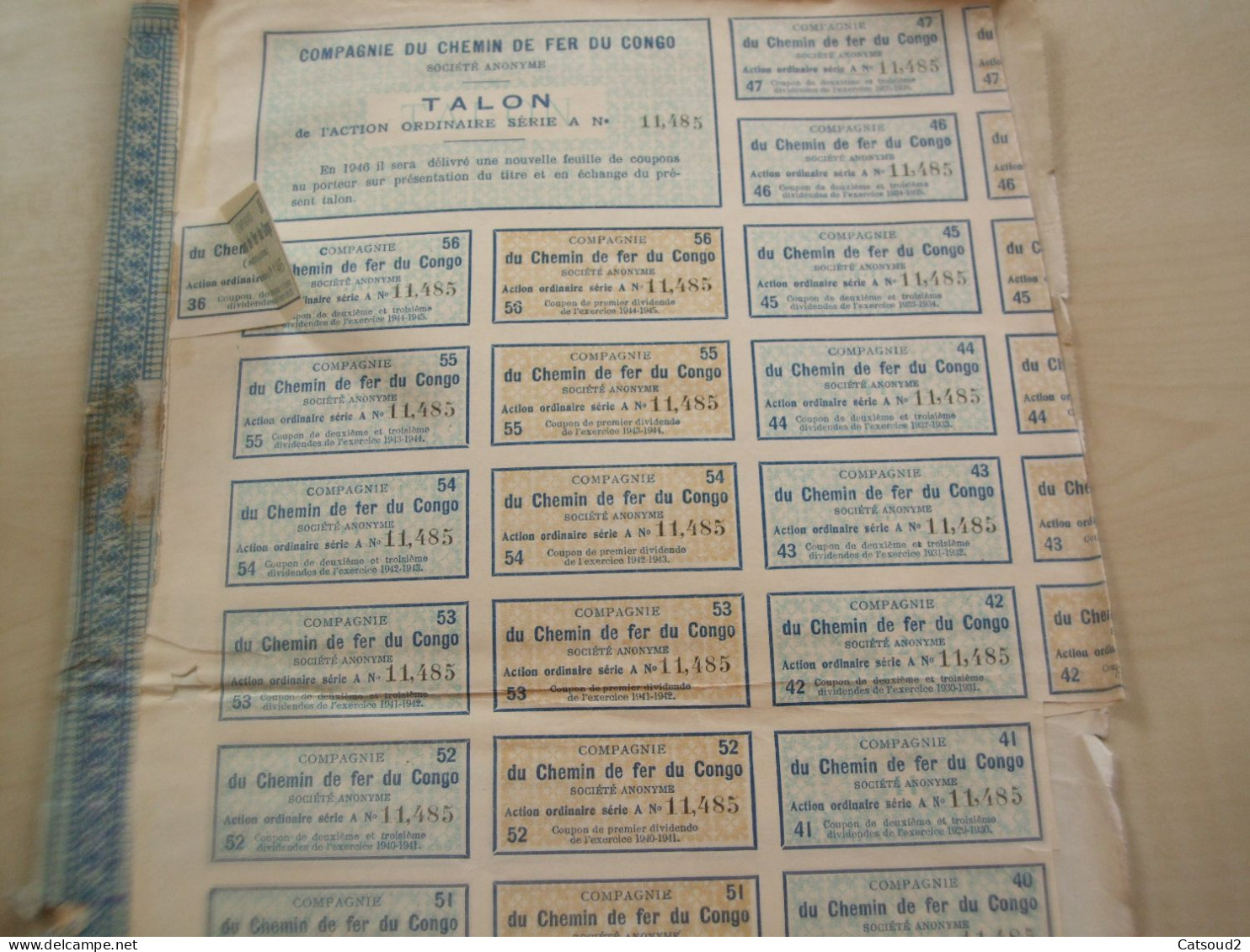 Ancienne Action 1889 COMPAGNIE DU CHEMIN DE FER DU CONGO - Andere & Zonder Classificatie