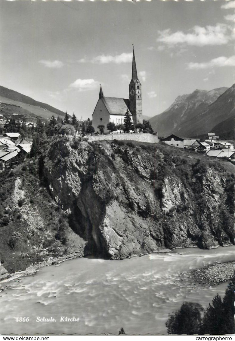 Postcard Switzerland Schuls Kirche - Sonstige & Ohne Zuordnung