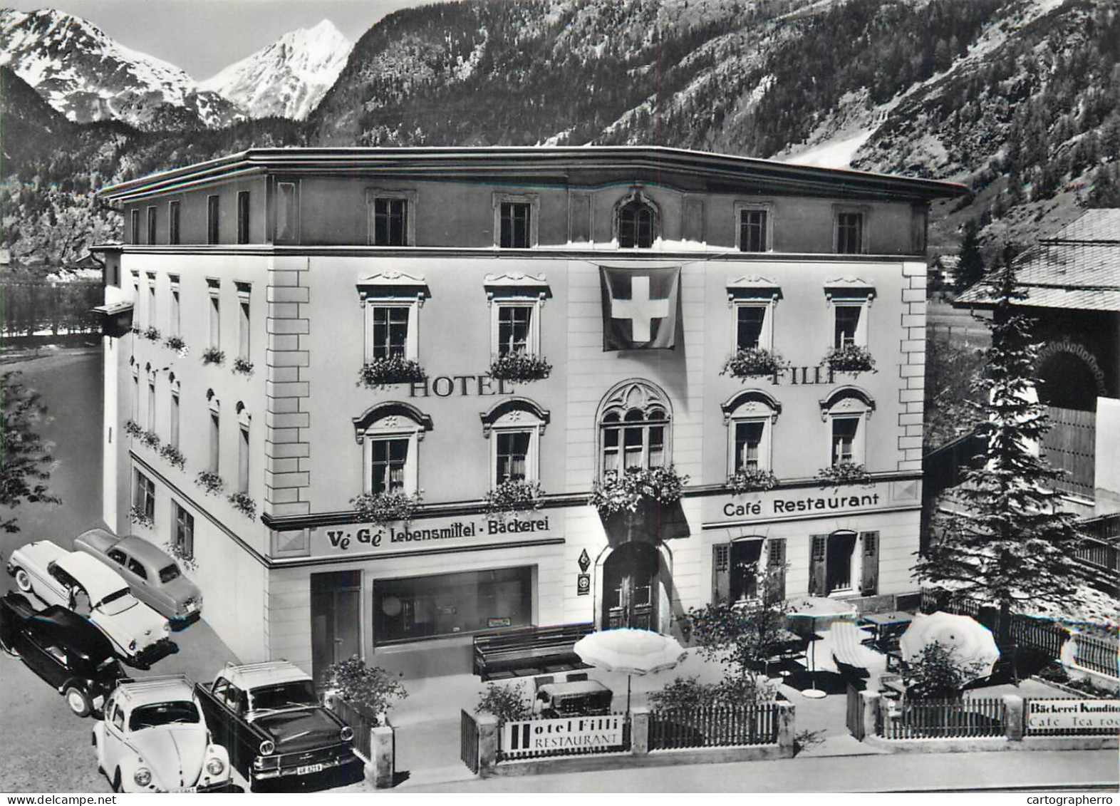 Postcard Switzerland Hotel Filli Zernez Backerei Cafe Restaurant - Other & Unclassified