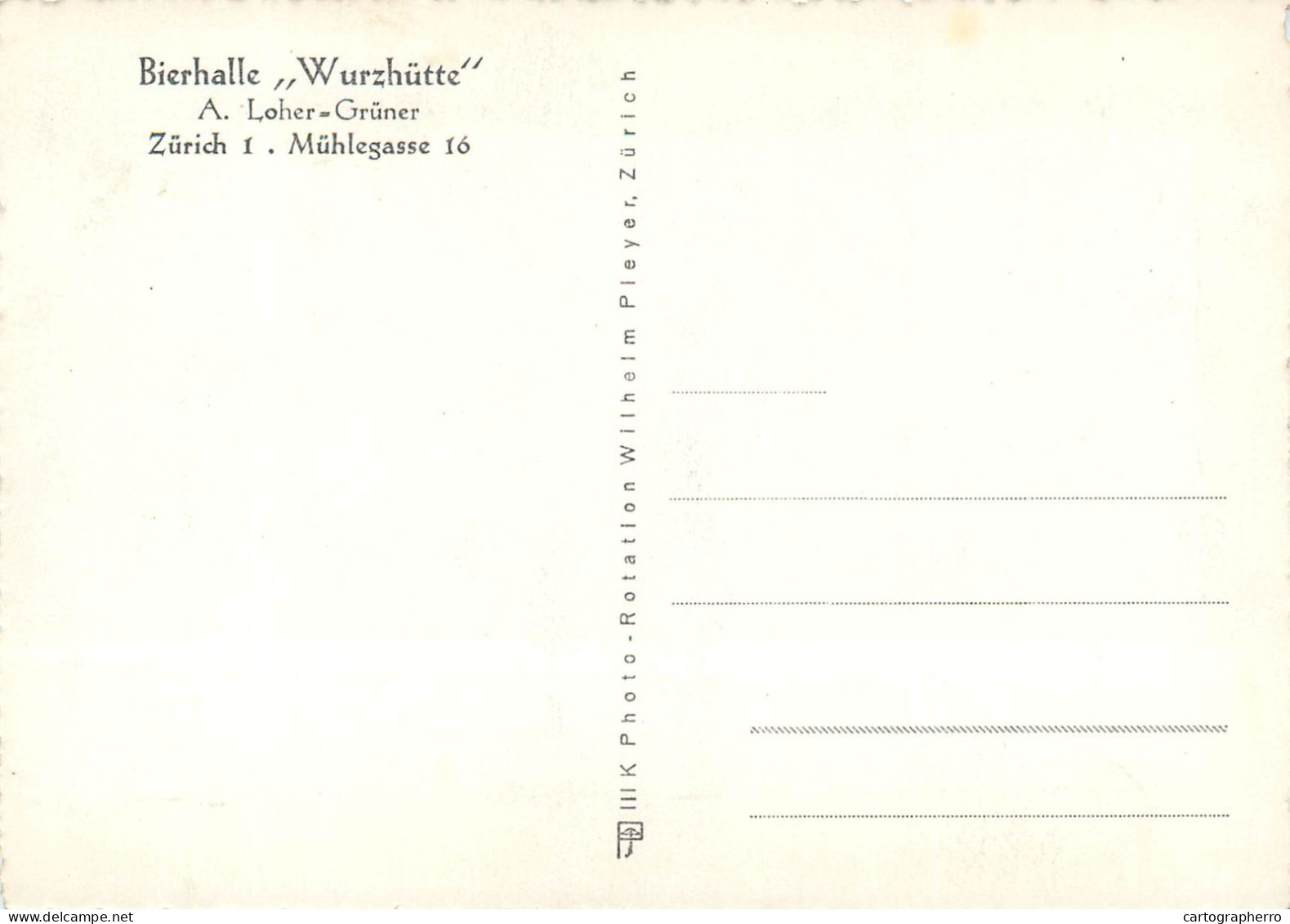 Postcard Switzerland Bierhalle Wurzhutte Loher Gruner - Other & Unclassified