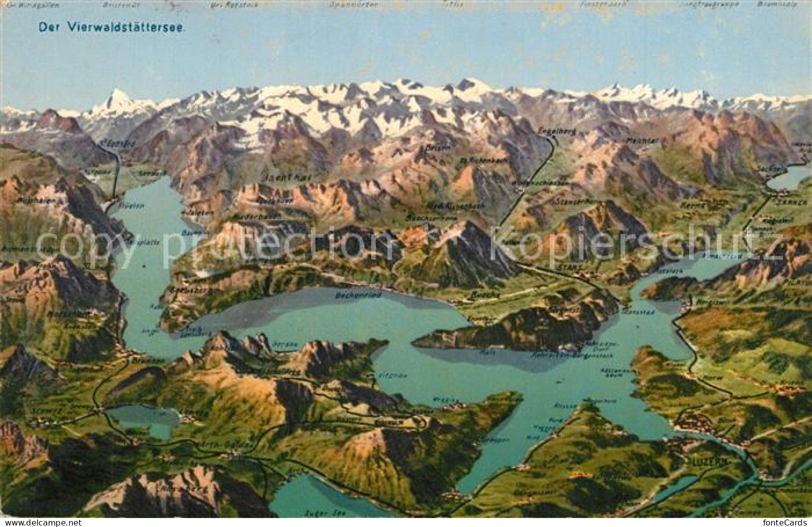 13304057 Vierwaldstaettersee SZ Panoramakarte Vierwaldstaettersee SZ - Andere & Zonder Classificatie