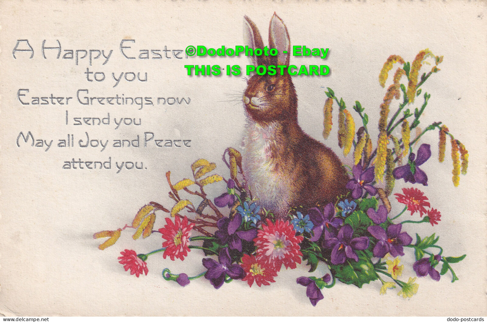 R355458 A Happy Easter To You. Bunny With Flowers. 1940 - World