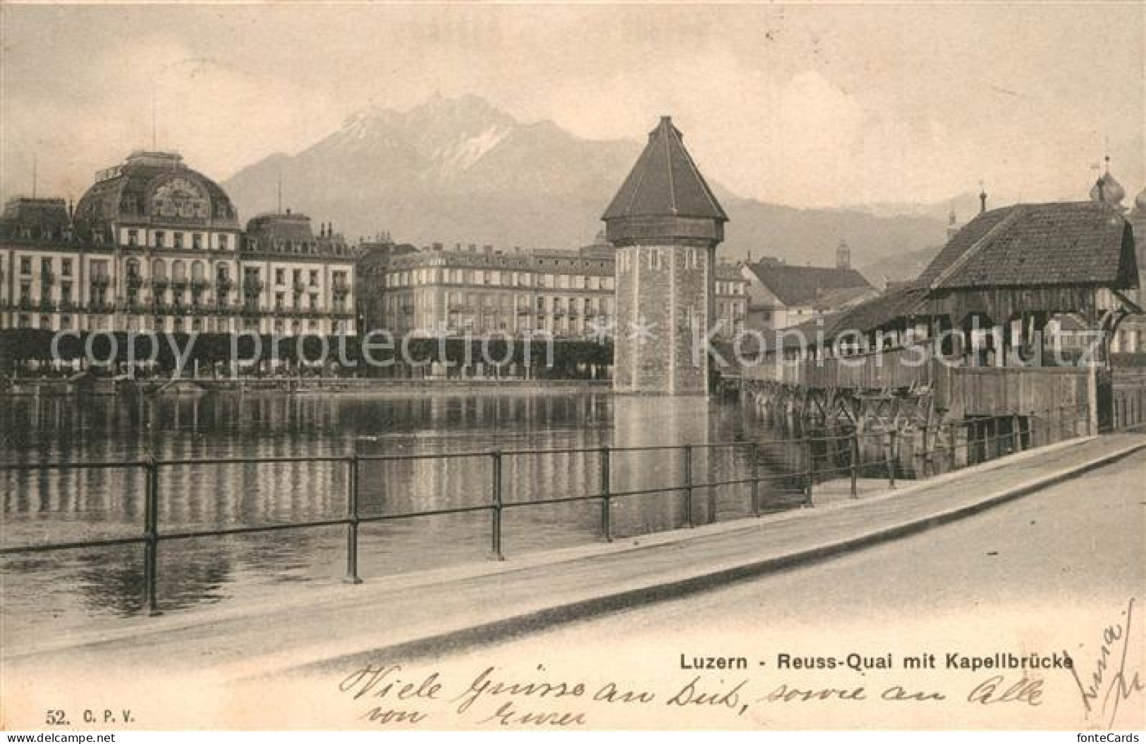 13301907 Luzern LU Reussquai Mit Kapellbruecke Turm Luzern LU - Autres & Non Classés