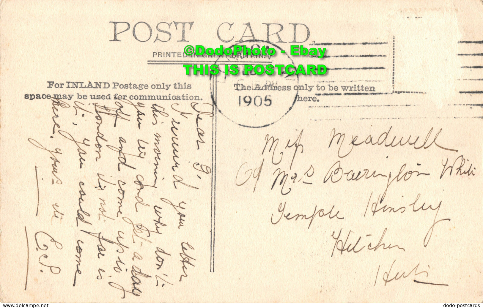 R355602 London. Cheapside. Valentine Series. Postcard. 1905 - Other & Unclassified