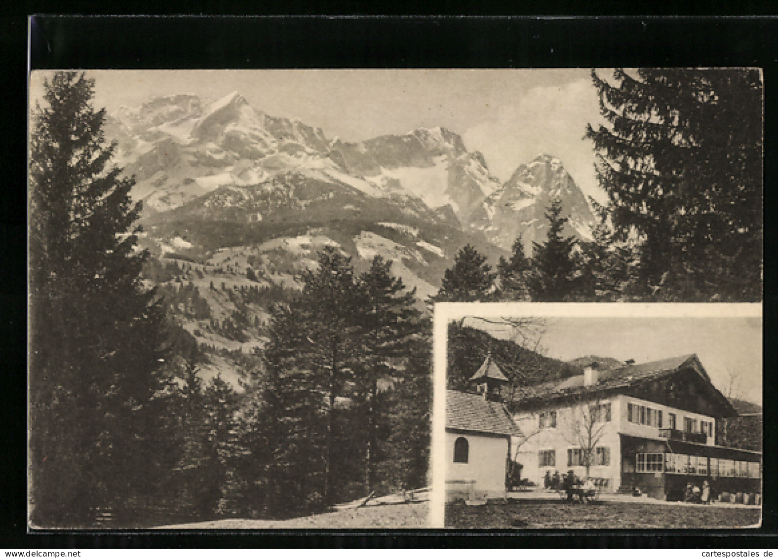 AK Garmisch-Partenkirchen, Gasthaus Gschwandtnerbauer Und Blick Auf Alpspitze  - Garmisch-Partenkirchen