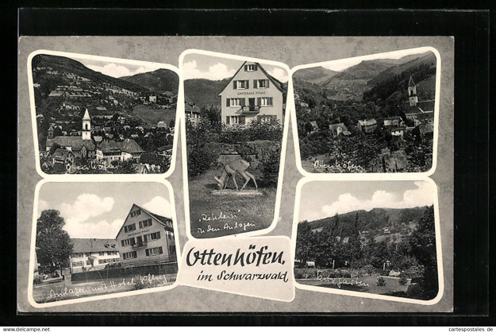 AK Ottenhöfen / Schwarzwald, Hotel Pflug In Den Anlagen, Ortsansicht, Kurgarten  - Andere & Zonder Classificatie