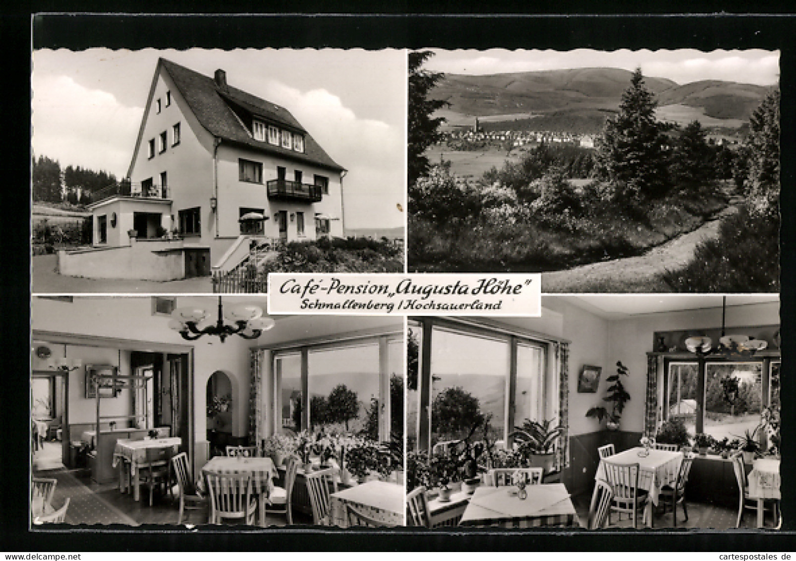 AK Schmallenberg, Café-Pension Augusta Höhe, Innenansicht, Ortsansicht  - Schmallenberg