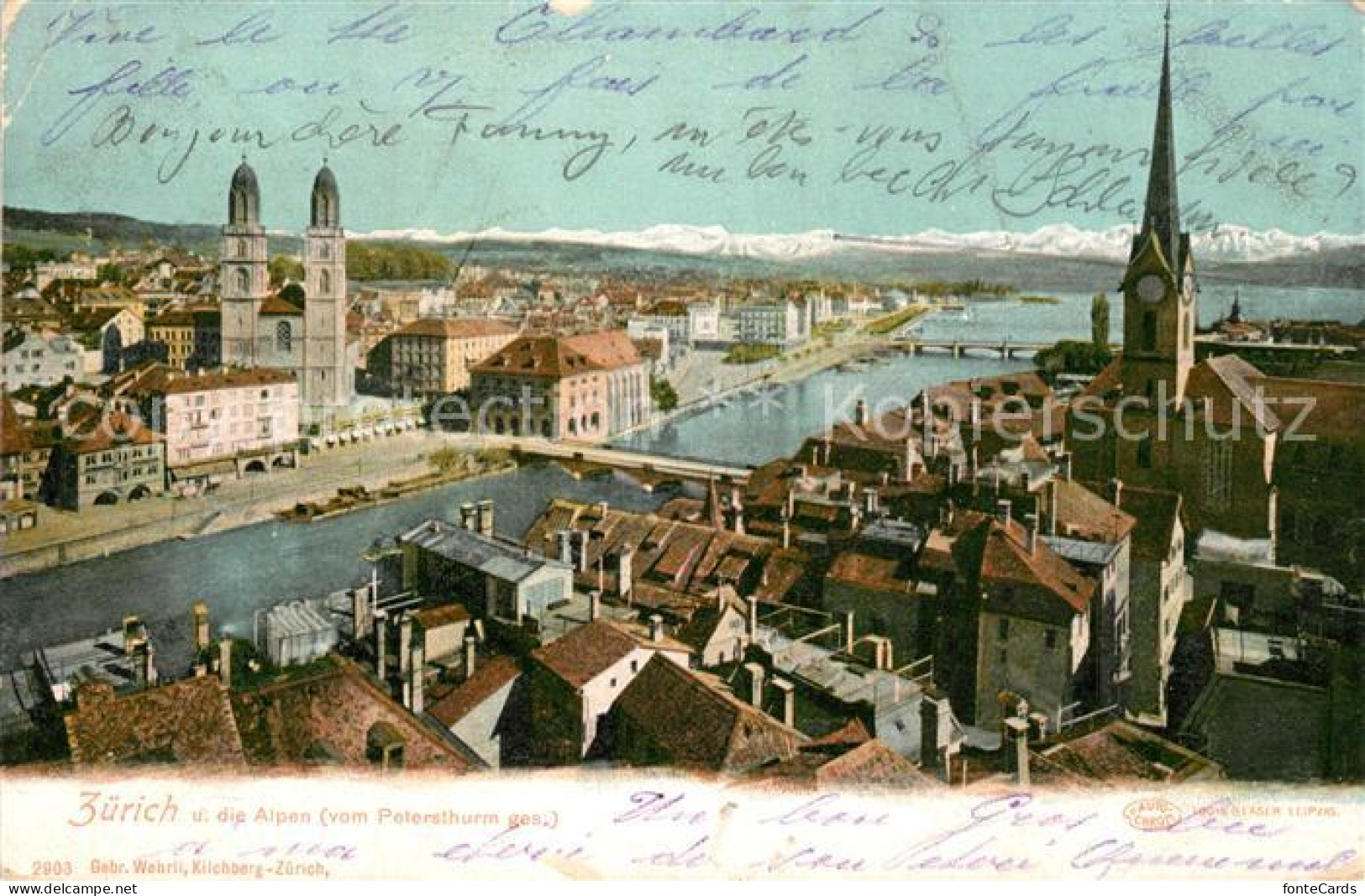 13298417 Zuerich ZH Blick Vom Petersturm Auf Limmat See Und Alpen Zuerich ZH - Sonstige & Ohne Zuordnung