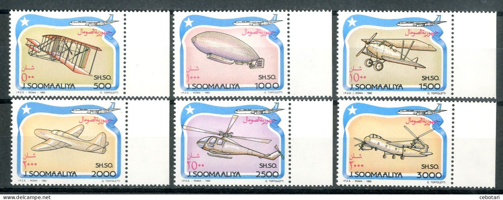 SOMALIA 1993** - Aerei / Aircraft - 6 Val. MNH. - Flugzeuge