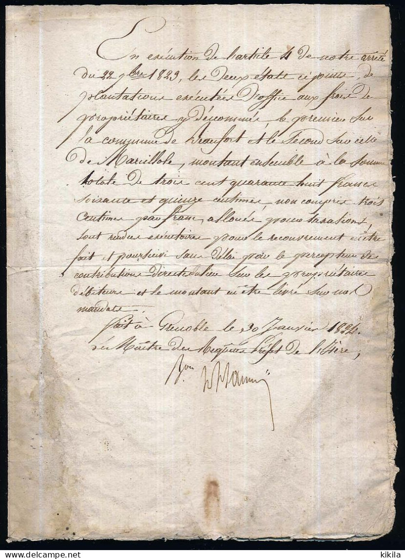 3 Courriers 1824  ISERE  Recouvrement Des Frais De Plantation D'arbres à BEAUFORT Et MARCILLOLE  Du Maître Des Requêtes* - Unclassified