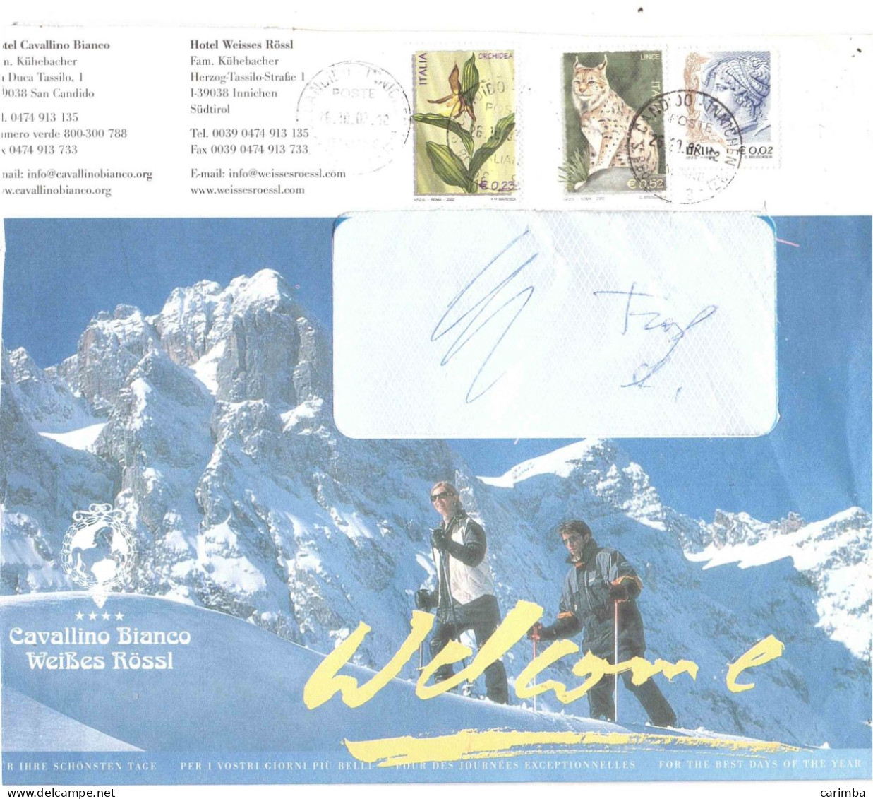 2002 € 0.23 ORCHIDEA + € 0,52 LINCE - 2001-10: Storia Postale