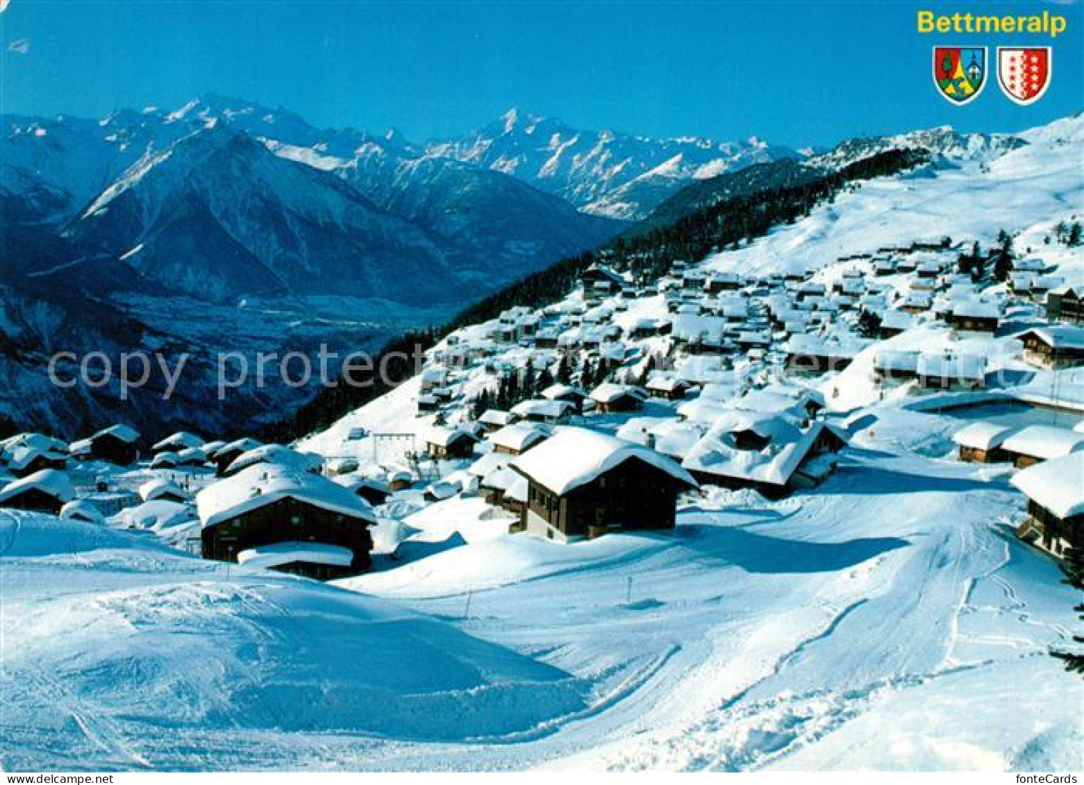 13297409 Bettmeralp VS Panorama Wintersportplatz Dom Matterhorn Weisshorn Wallis - Sonstige & Ohne Zuordnung