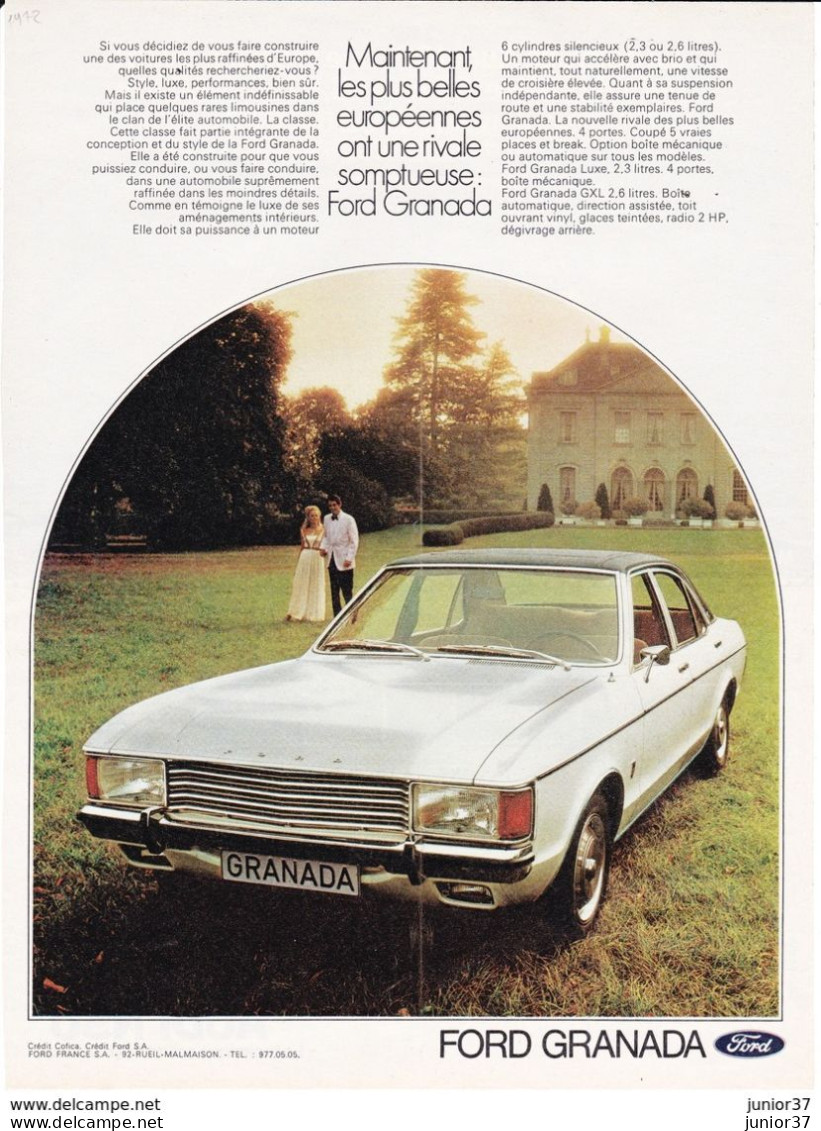 Feuillet De Magazine Ford Granada 1972 - Coches