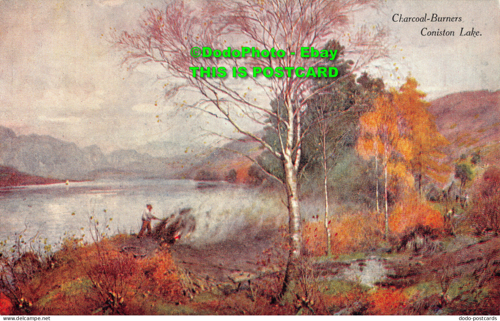 R355838 Coniston Lake. Charcoal Burners. A. And C. Black. The English Lakes. Ser - World
