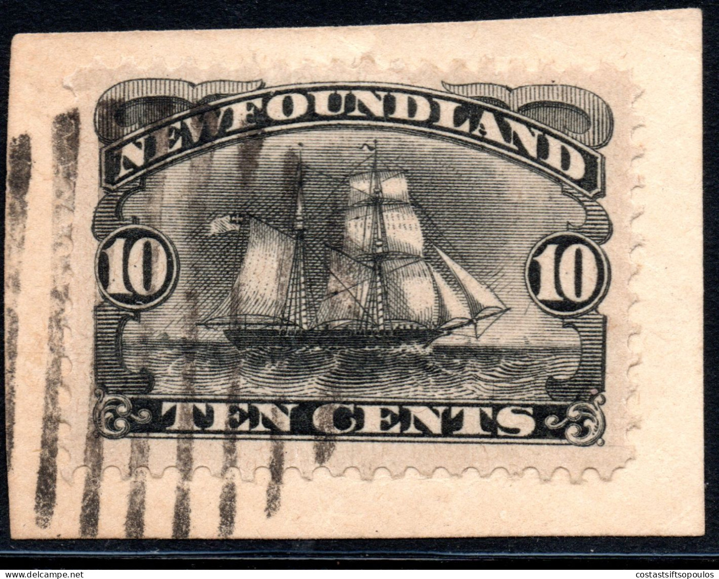 3120.1887 10 C,SCHOONER ON PIECE #59 - 1865-1902