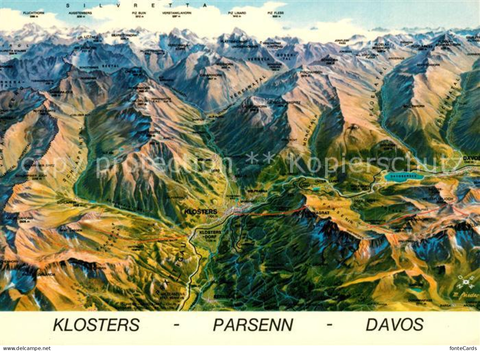 13291327 Klosters GR Panoramakarte Parsenn Davos Klosters GR - Sonstige & Ohne Zuordnung