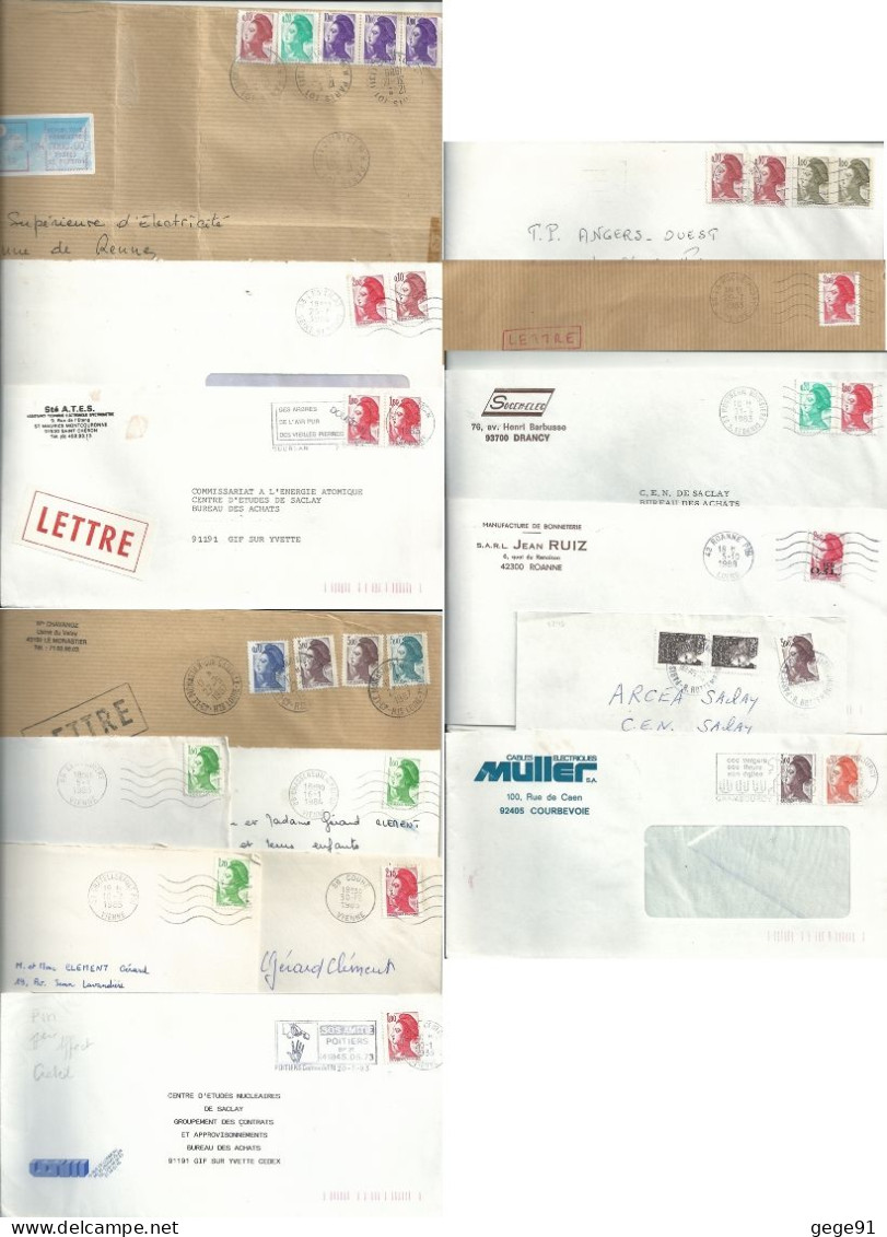 Lot De 15 Lettres Affranchies De Liberté De Gandon _ Enveloppes Entières - 1982-1990 Liberté (Gandon)