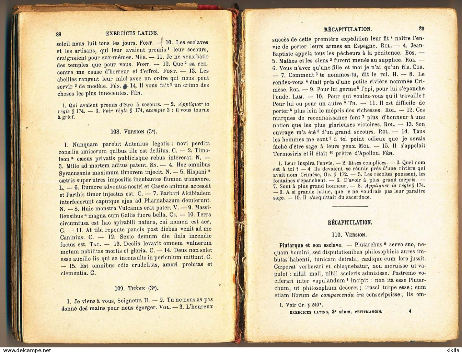 Livre EXERCICES LATINS Classes De 4ème Et 3ème H. PETITMANGIN éditions J. De Gigord Paris 1937 - 1901-1940