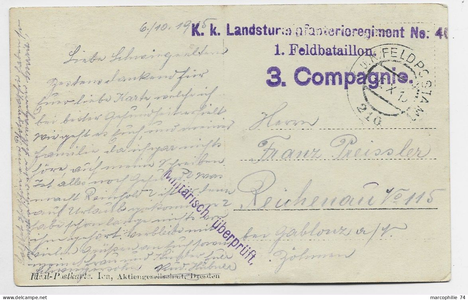 MILITAR KARTE PHOTO FELPOSTAM 1915 + COMPAGNIE FELDBATAILLON LANDSTURM - Covers & Documents