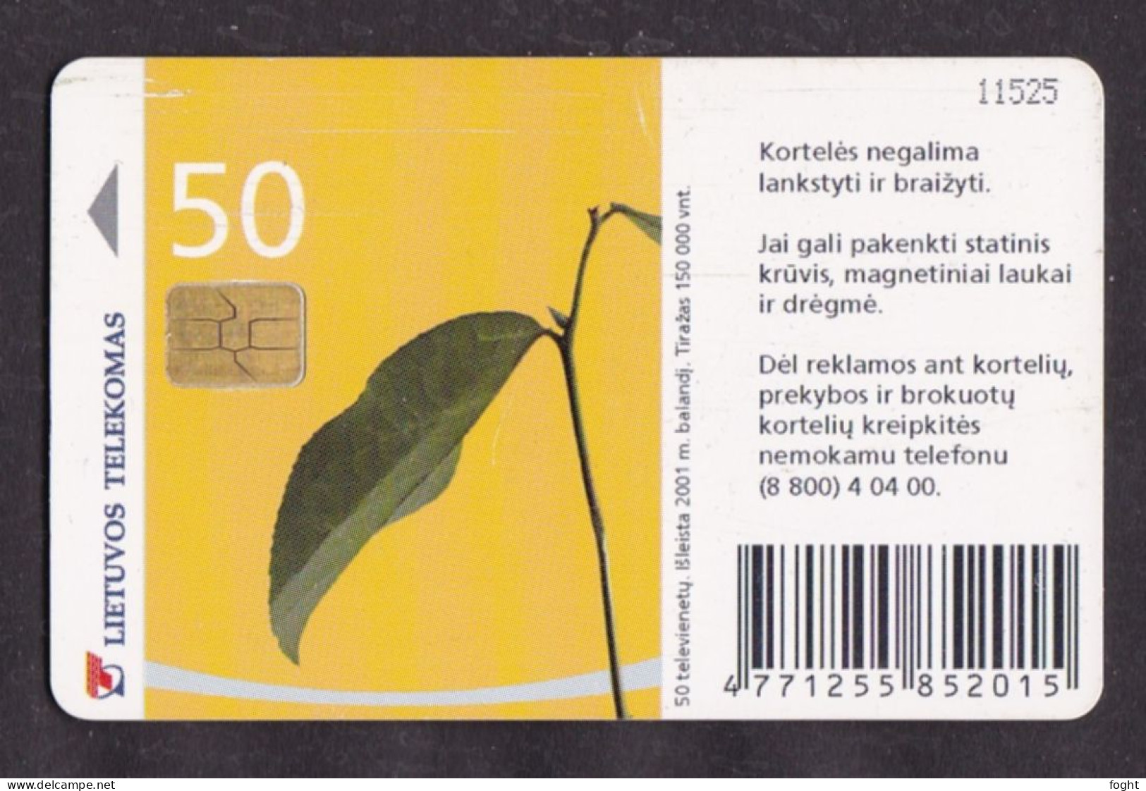 2001 Lietuvos Telekomas Chip Card,Easter,50 Units,Col:LT-LTV-C066 - Litouwen