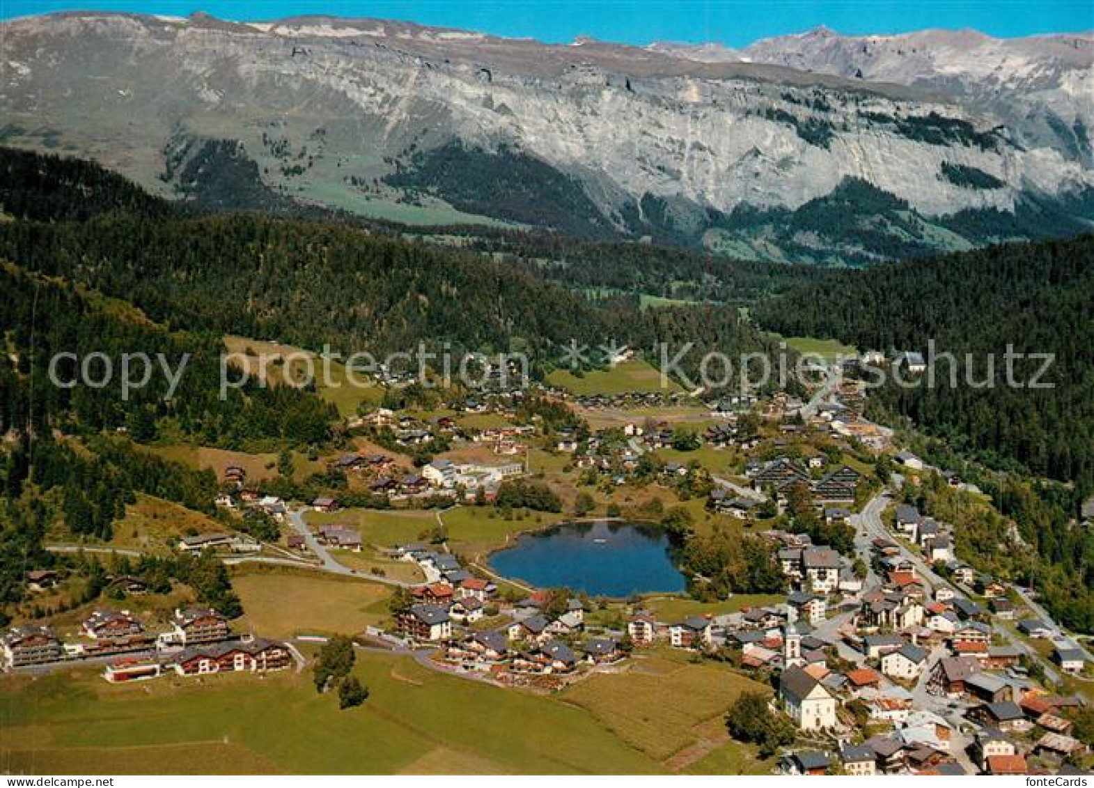 13281849 Laax Fliegeraufnahme Mit Flimserstein Laax - Sonstige & Ohne Zuordnung