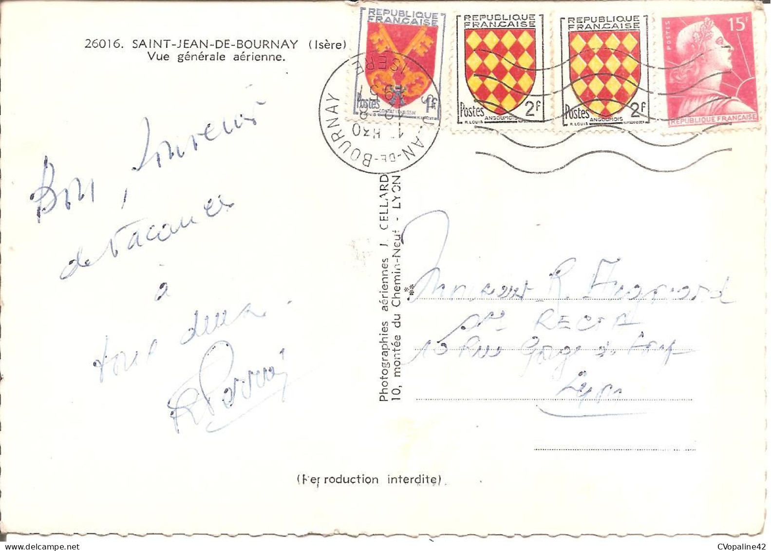 SAINT-JEAN-DE-BOURNAY (38) Vue Générale Aérienne En 1957  CPSM GF - Saint-Jean-de-Bournay