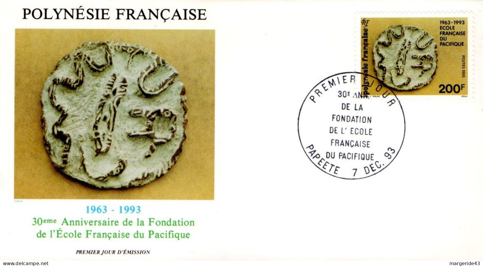 POLYNESIE FDC 1996 FONDATION ECOLE FRANCAISE DU PACIFIQUE - FDC