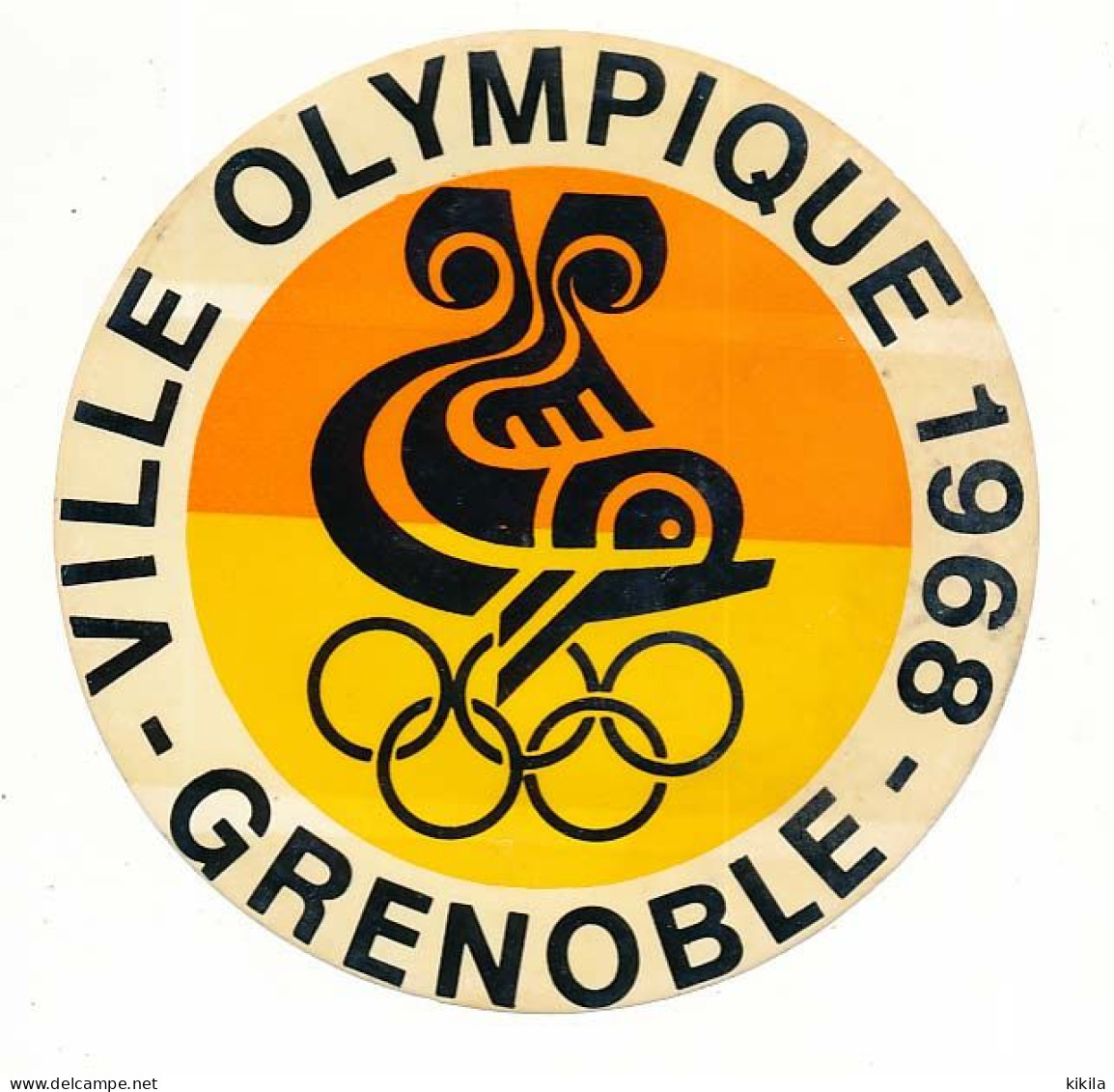 Autocollant  X° Jeux Olympiques D'Hiver De GRENOBLE 1968 Olympic Games 68 Dauphin Ville Olympique - Autres & Non Classés