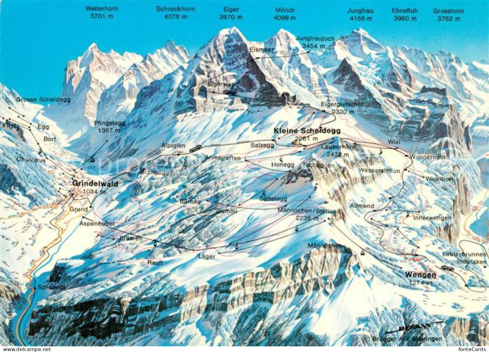 13267297 Berner Oberland Jungfraugebiet Pistenkarte Berner Oberland - Other & Unclassified