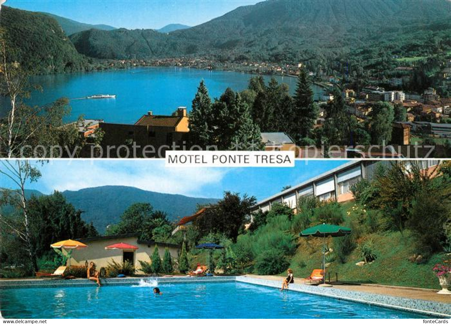 13267219 Ponte Tresa Lago Di Lugano Motel Schwimmbad Panorama Ponte Tresa - Andere & Zonder Classificatie