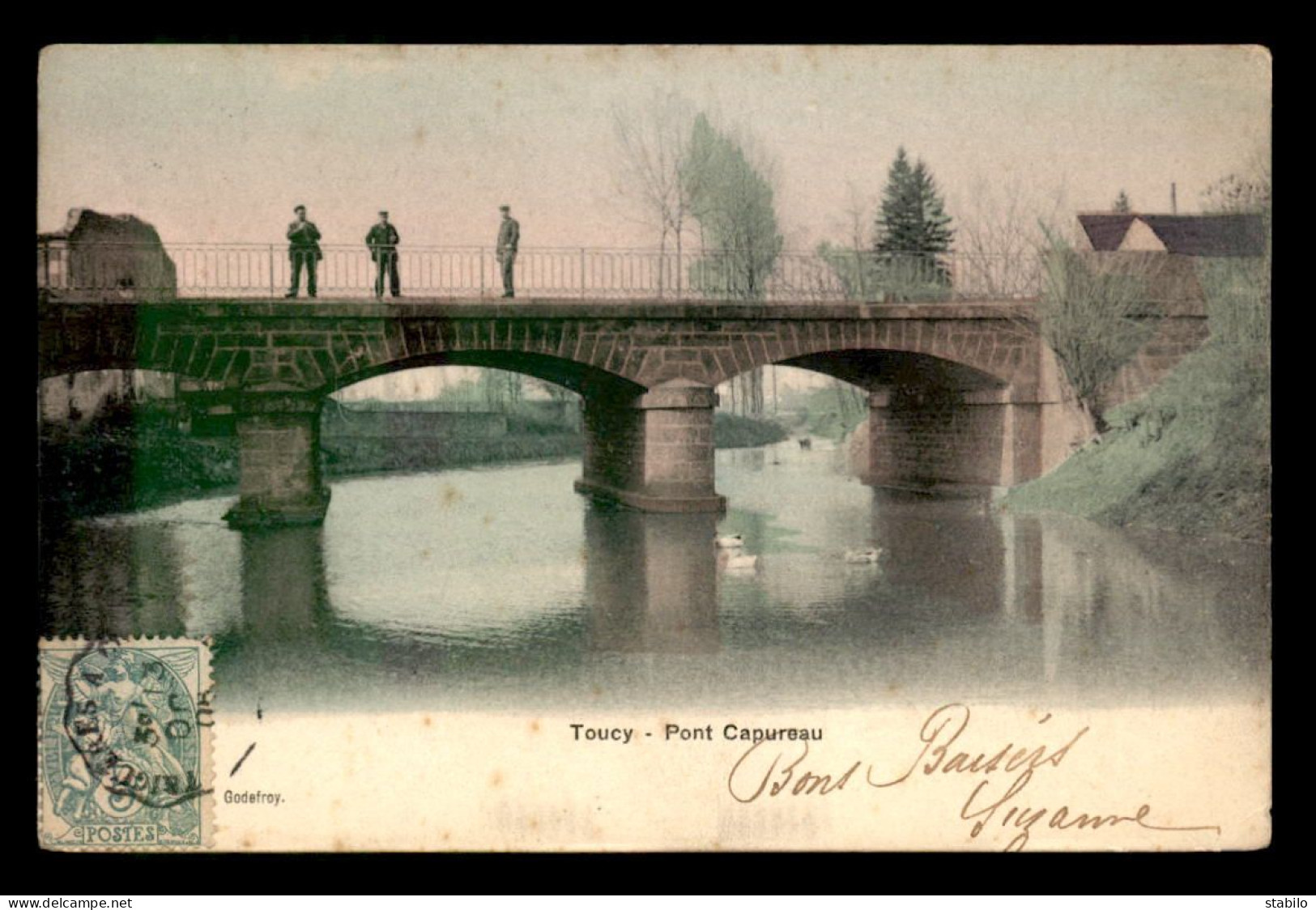 89 - TOUCY - PONT CAPUREAU - CARTE ANCIENNE COLORISEE - Toucy