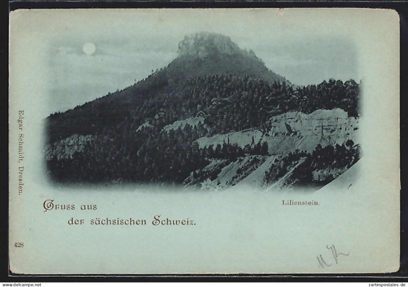 Mondschein-AK Lilienstein /Sächs. Schweiz, Berg Bei Nacht  - Otros & Sin Clasificación