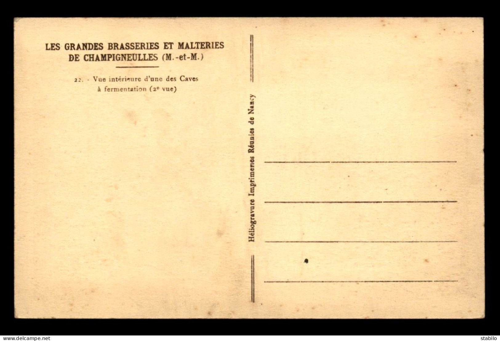 54 - CHAMPIGNEULLES - GRANDES BRASSERIES ET MALTERIES - CAVE A FERMENTATION - BIERE - Other & Unclassified