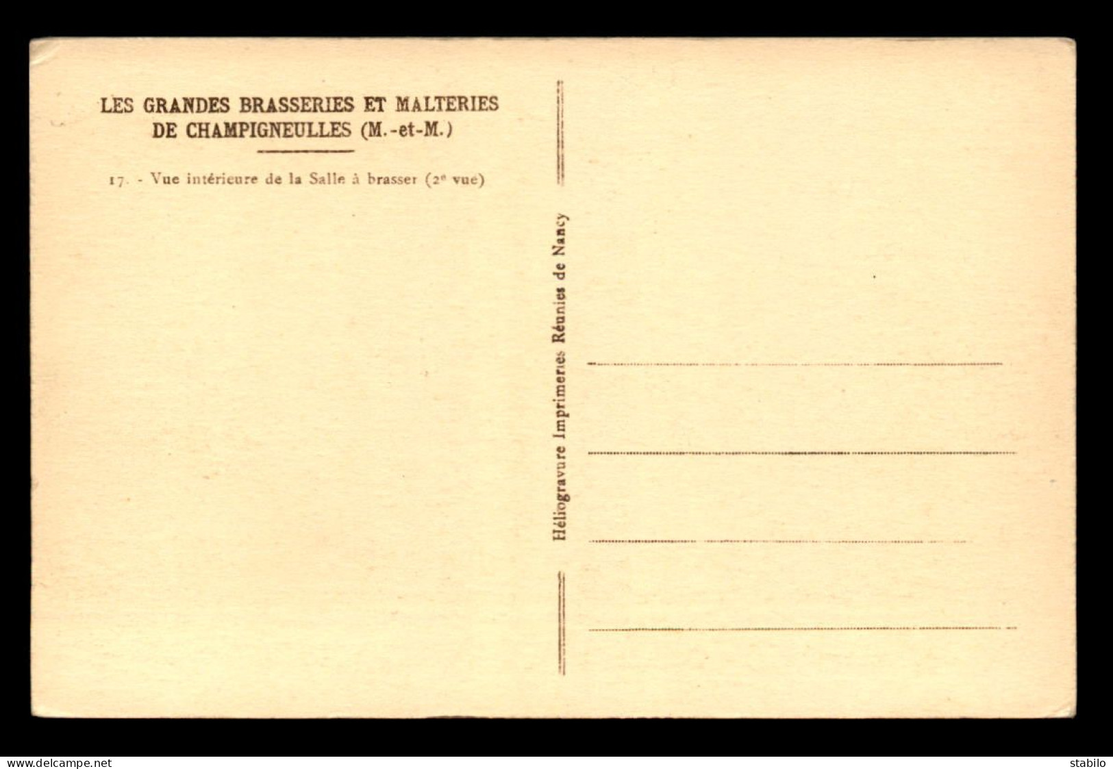 54 - CHAMPIGNEULLES - GRANDES BRASSERIES ET MALTERIES - LA SALLE A BRASSER - BIERE - Autres & Non Classés