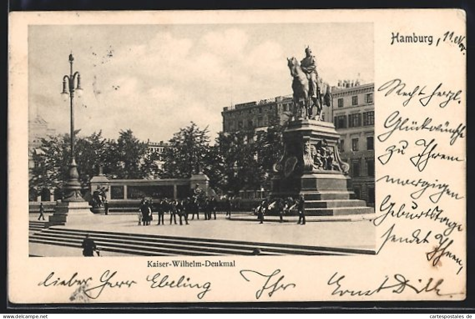 AK Hamburg, Am Kaiser-Wilhelm-Denkmal  - Mitte