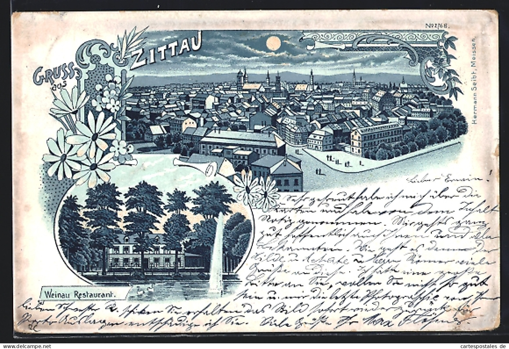 Lithographie Zittau, Weinau Restaurant, Totalansicht Aus Der Vogelschau  - Zittau