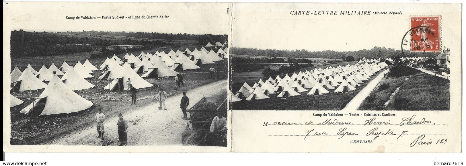25  Camp Du Valdahon -  Carte Lettre Militaire Double  - Partie Sud Est Et Ligne Du Chemin De Fer - Tentes -cuisines Et - Andere & Zonder Classificatie