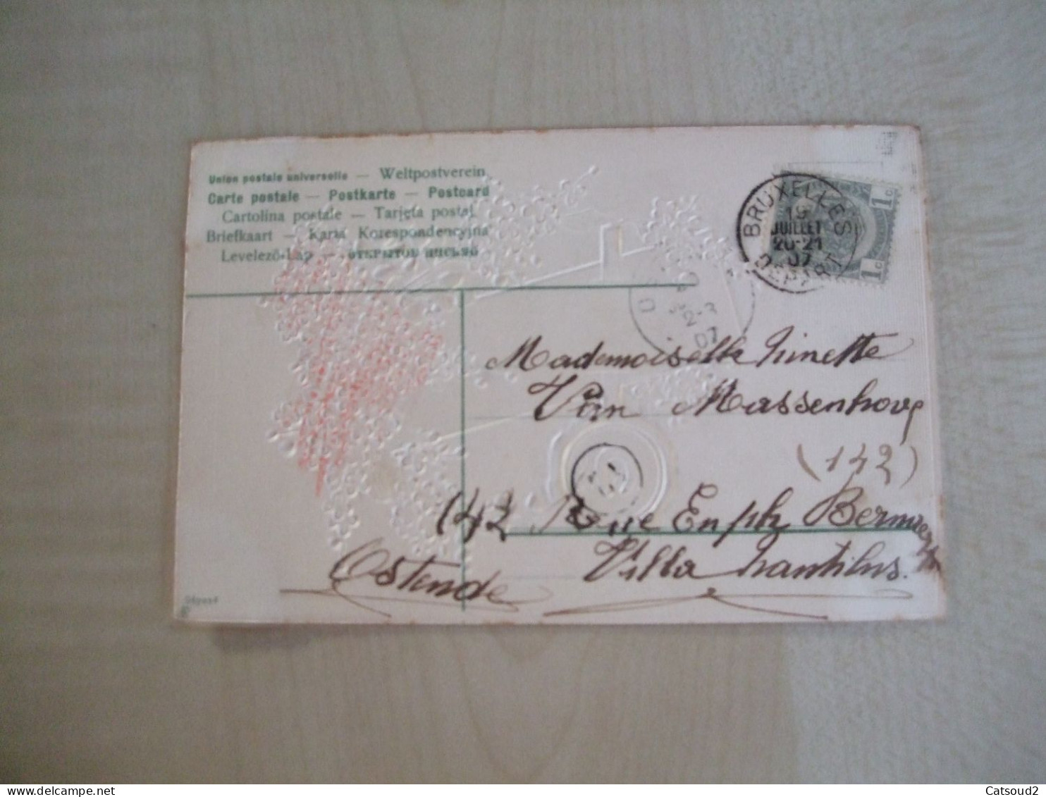 Carte Postale Ancienne En Relief 1907 FLEURS L'amitié Vous Les Offre - Blumen