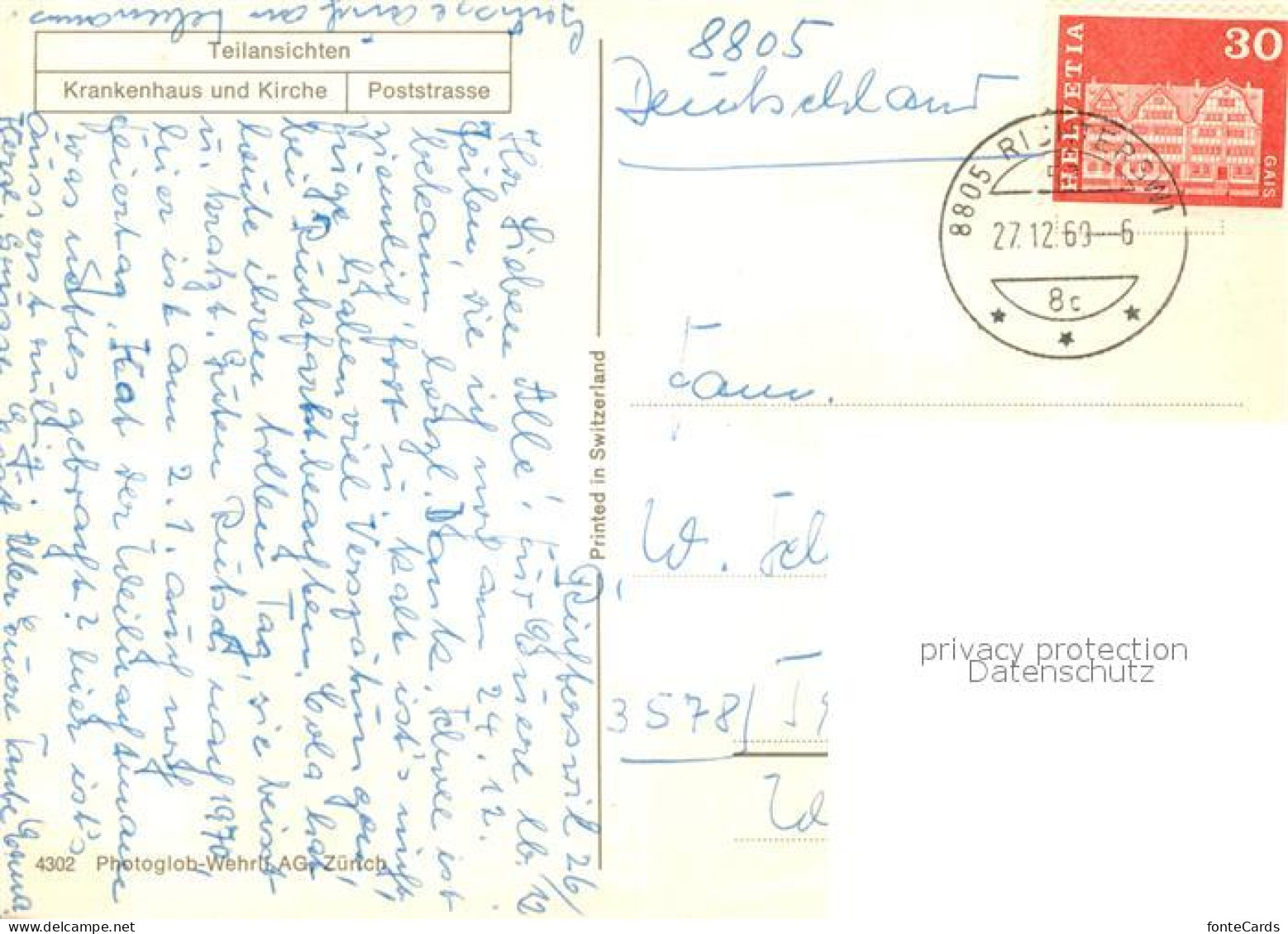 13241917 Richterswil Krankenhaus Kirche Poststrasse Richterswil - Sonstige & Ohne Zuordnung