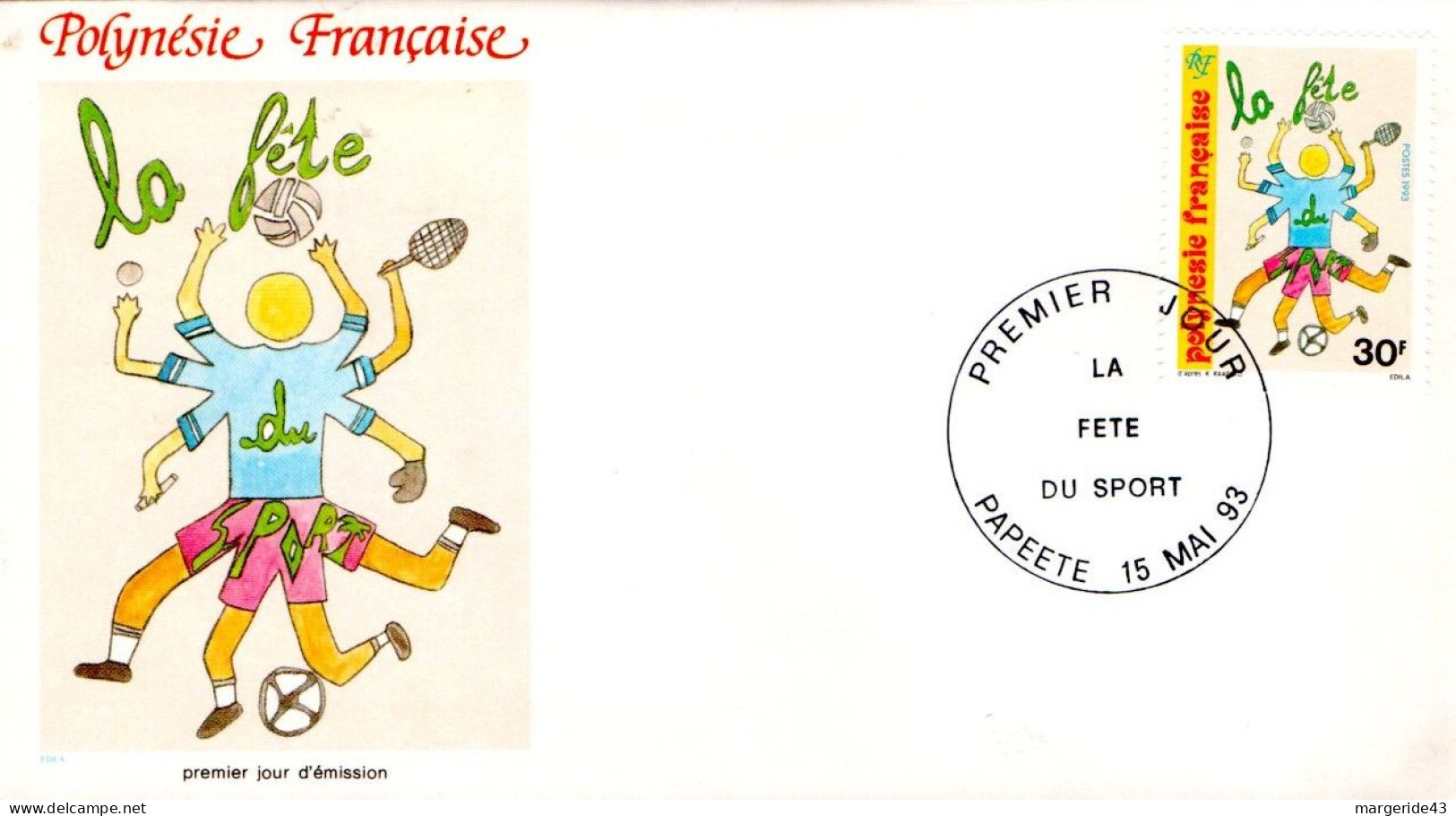 POLYNESIE FDC 1993 LA FETE DU SPORT - FDC