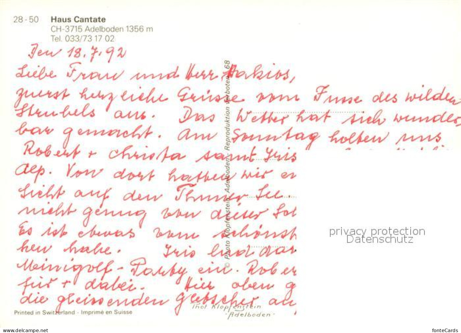 13235929 Adelboden Gaestehaus Pension Haus Cantate Adelboden - Sonstige & Ohne Zuordnung