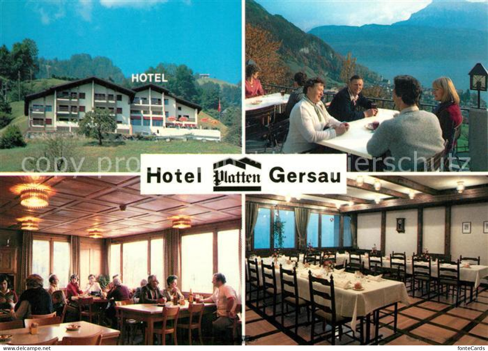13235809 Gersau Vierwaldstaettersee Hotel Restaurant Platten Terrasse Festtafel  - Altri & Non Classificati