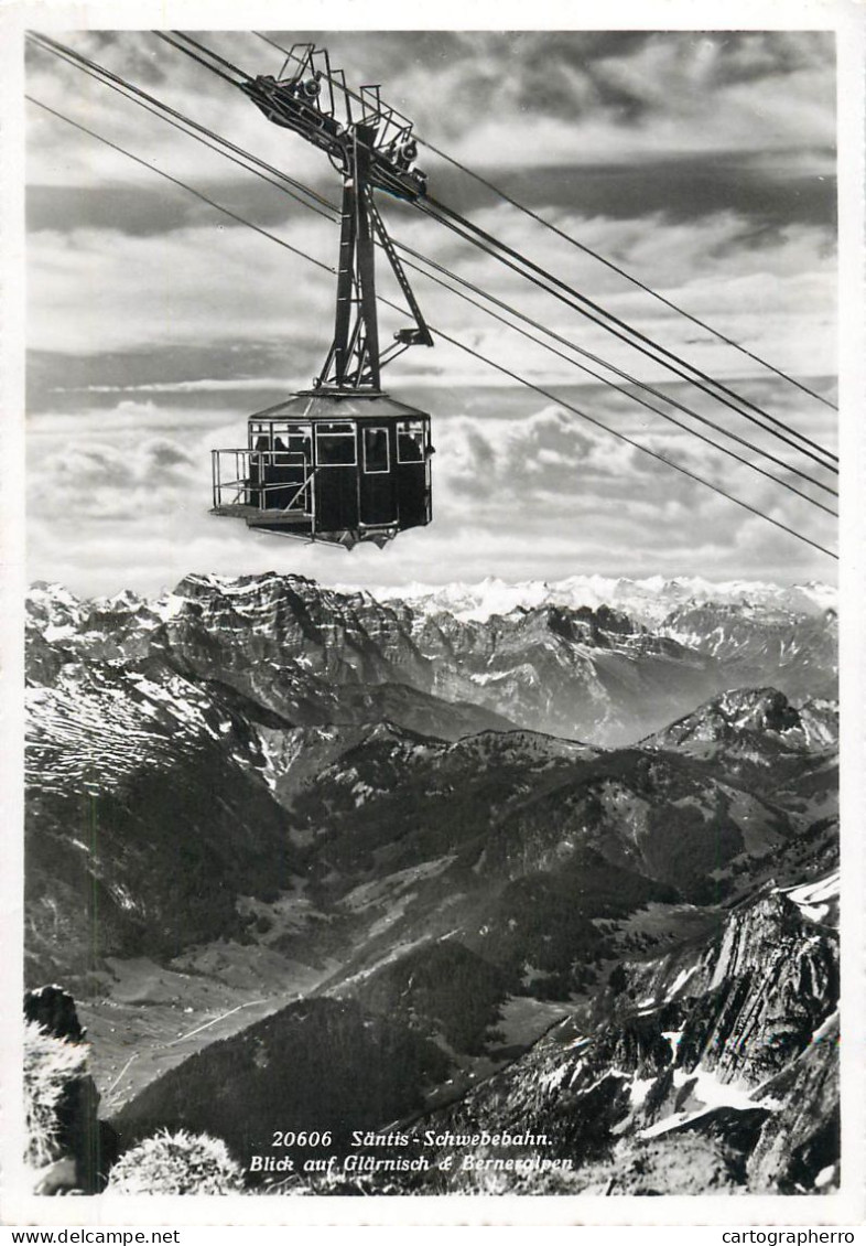 Postcard Switzerland Santis Schwebebahn Blick Auf Glarnisch Berneralpen Telecabine - Sonstige & Ohne Zuordnung