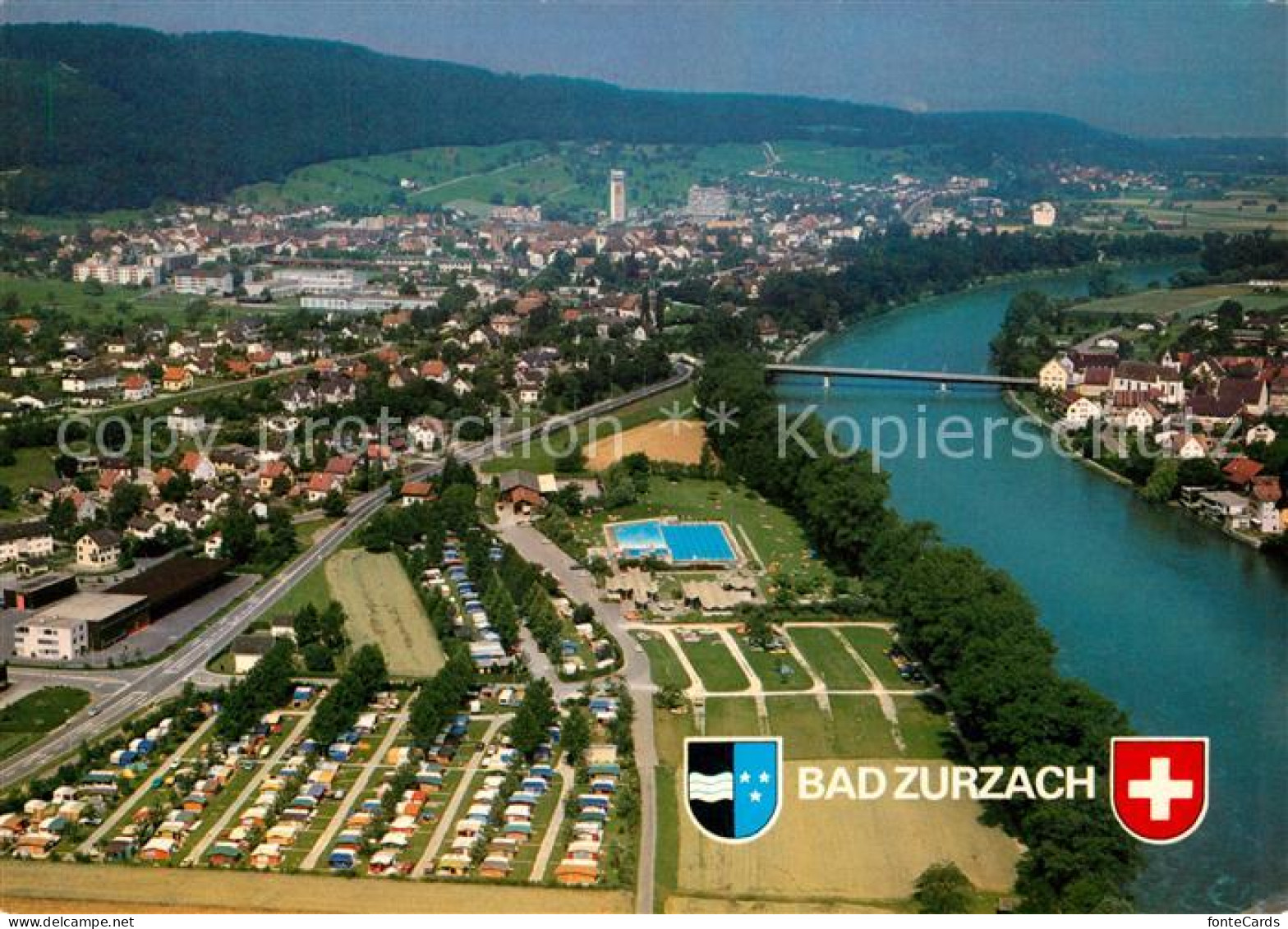 13234797 Bad Zurzach Schwimmbad Camping Oberfeld Fliegeraufnahme Bad Zurzach - Autres & Non Classés