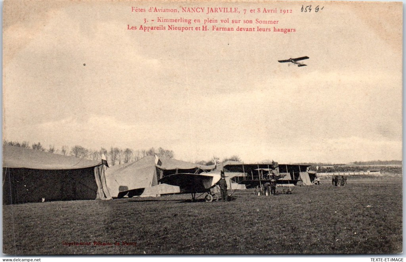 54 NANCY JARVILLE - Fete D'aviation 1912, Vol De Kimmerling  - Nancy