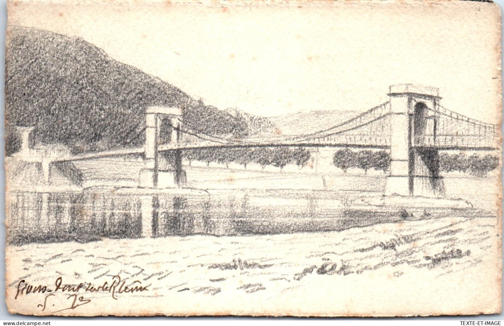 69 Pont Sur Le Rhone (dessin Original Sur Carte Postale) - Altri & Non Classificati