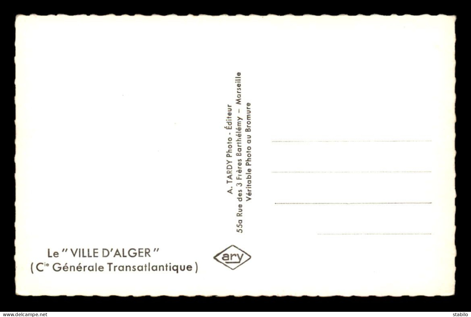 BATEAUX - PAQUEBOT - VILLE D'ALGER - CIE GENERALE TRANSATLANTIQUE - Steamers
