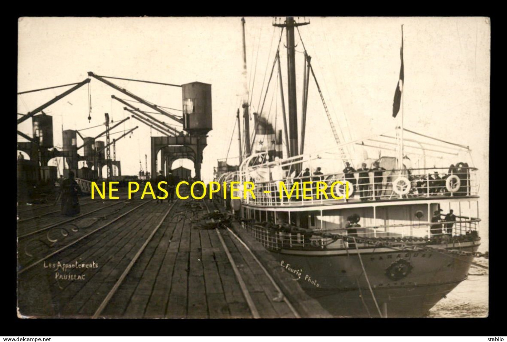 BATEAUX - PAQUEBOT - PARAGUAY - PAUILLAC - CARTE PHOTO ORIGINALE - Paquebots