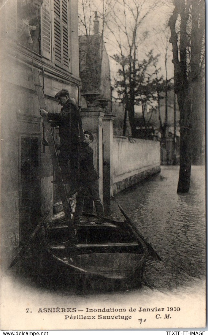 92 ASNIERES - Un Perilleux Sauvetage (crue De 1910) - Asnieres Sur Seine
