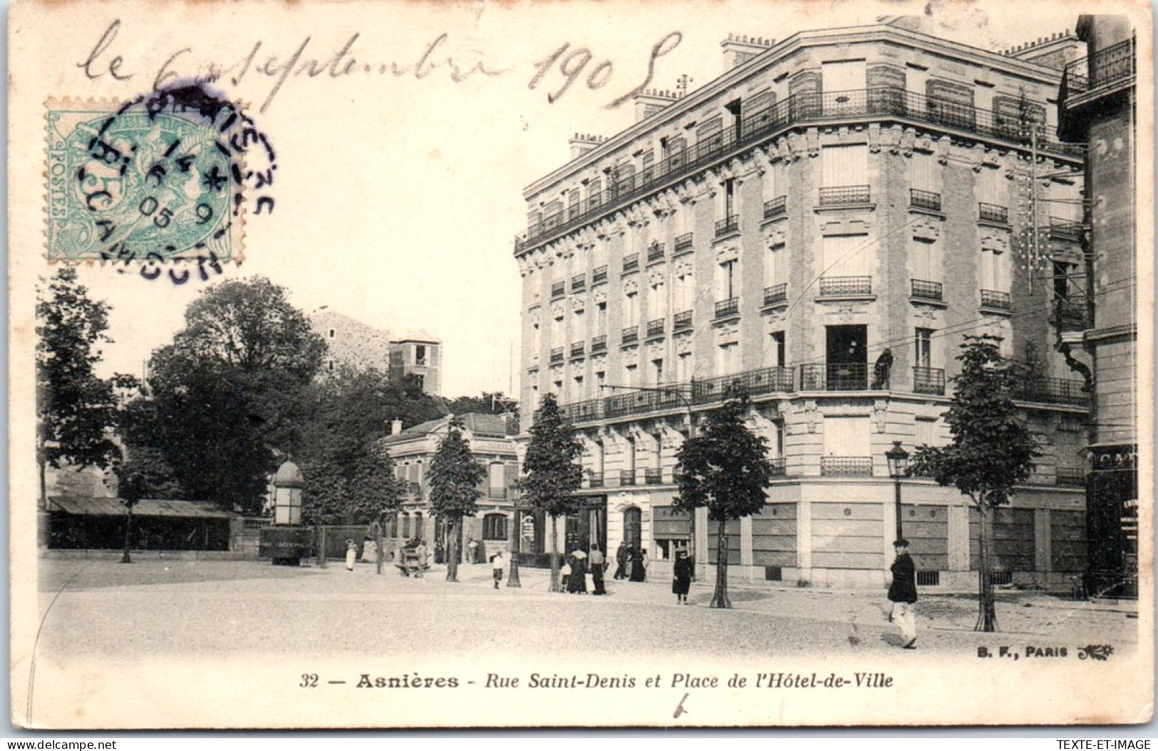 92 ASNIERES - Rue Saint Denis & Place De L'hotel De Ville  - Asnieres Sur Seine